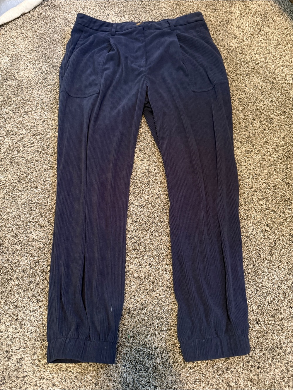 HALARA Navy Corduroy Straight-Leg Trousers